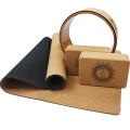 Eco Friendly Gym Fitness Natural Natural Rubber Cork Yoga Mat Wheel Bloc Block Yoga Mat Sett